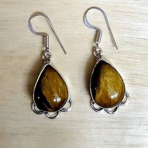 New Tiger Eye 925 Silver Earrings.